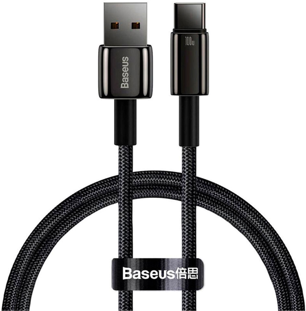Kabel Baseus Tungsten Gold USB Type-A - USB Type-C 2 m Black (CAWJ000101) - obraz 1