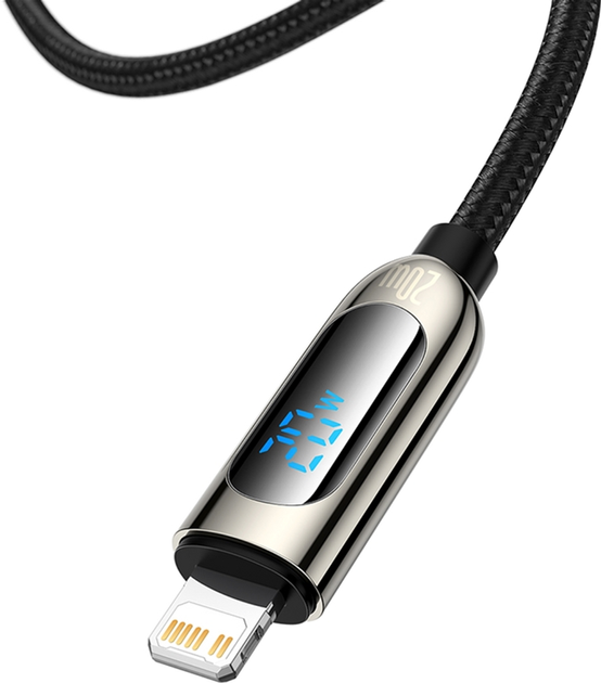 Kabel Baseus Display USB Type-C - Lightning PD 1 m Black (CATLSK-01) - obraz 2