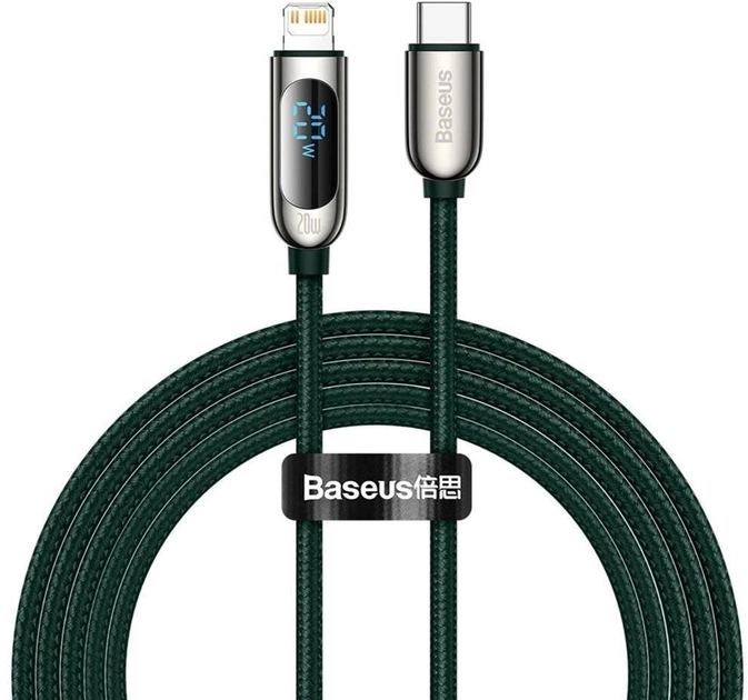 Kabel Baseus Display USB Type-C - Lightning PD 2 m Green (CATLSK-A06) - obraz 1