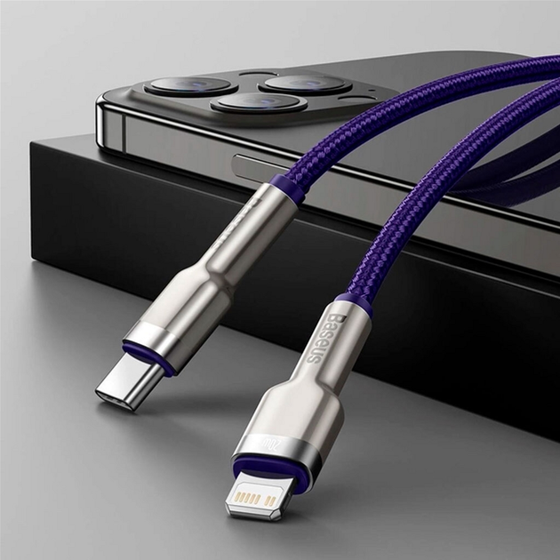 Кабель Baseus Cafule USB Type C - Lightning PD 1 м Purple (CATLJK-A05) - зображення 2