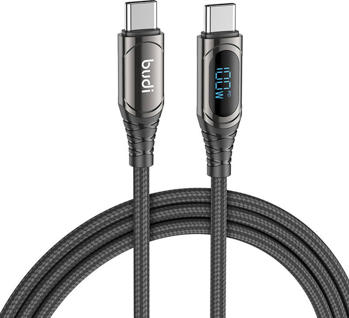 Kabel Budi USB Type-C - USB Type-C 1.5 m Black (6971536927090) - obraz 1