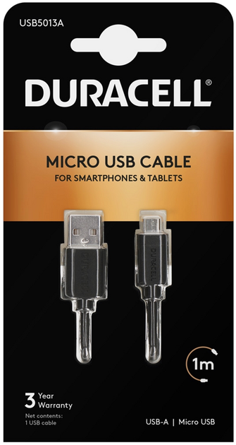 Кабель Duracell USB Type A - micro-USB 1 м Black (USB5013A) - зображення 1