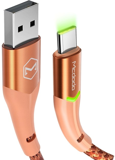 Kabel Mcdodo LED USB Type-A - USB Type-C 1 m Orange (CA-7962) - obraz 1