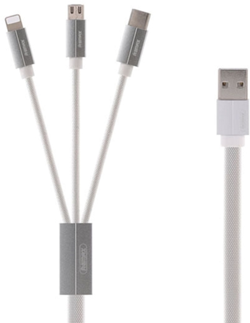 Kabel Remax Kerolla 3w1 USB Type-C - micro-USB 1 m White (RC-094th White) - obraz 1