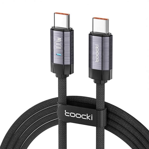 Kabel Toocki USB Type-C - USB Type-C 1 m Grey (TXCTT1-FZA0G) - obraz 1