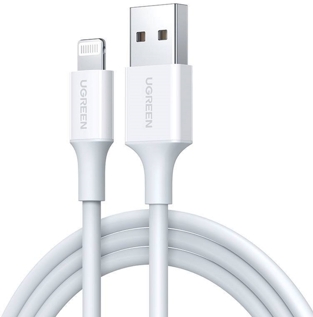 Kabel Ugreen USB Type-A - Lightning 0.25 m White (6957303883127) - obraz 1
