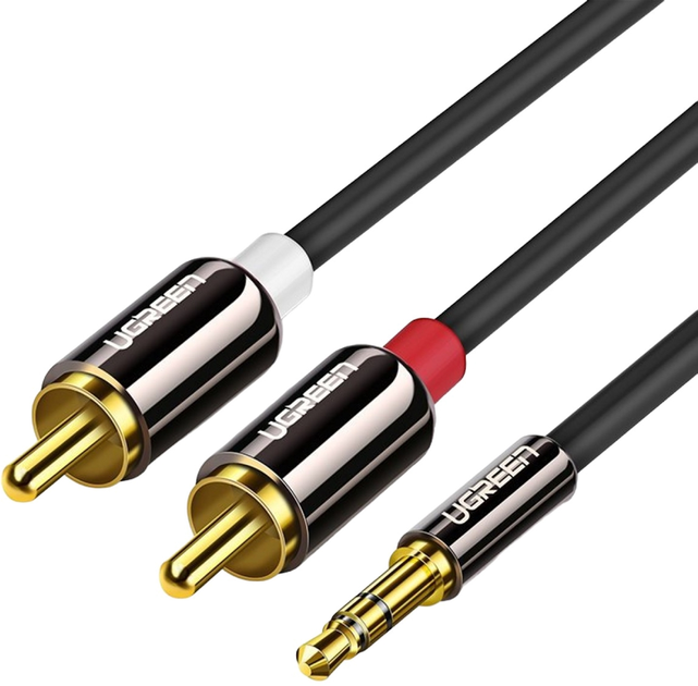 Kabel Ugreen mini-jack 3.5 mm - 2x RCA 2 m Black (6957303807062) - obraz 1