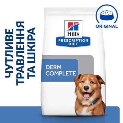 Сухой корм Hill's PD Derm Complete Сухой корм для собак при пищевой аллергии и атопическом дерматите 4 кг (606167) - изображение 2