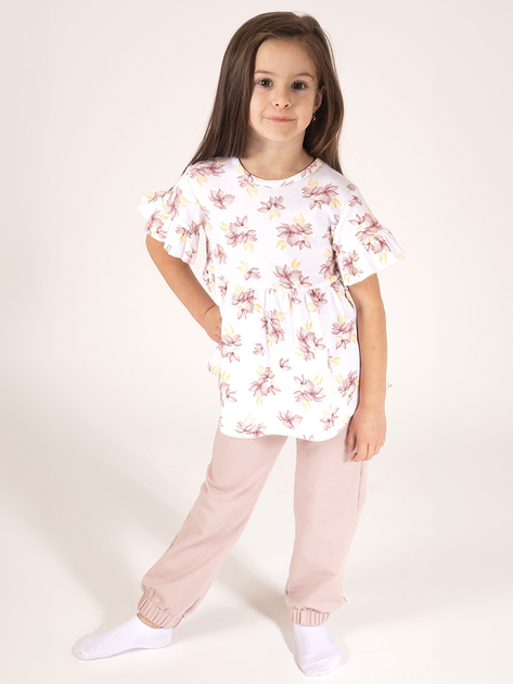 Dziecięce spodnie dresowe dla dziewczynki Nicol 203276 110 cm Beżowe (5905601026884) - obraz 2