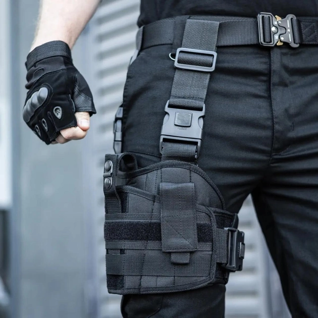 Кобура тактическая набедренная на ногу полицейская 7356 черная - изображение 1