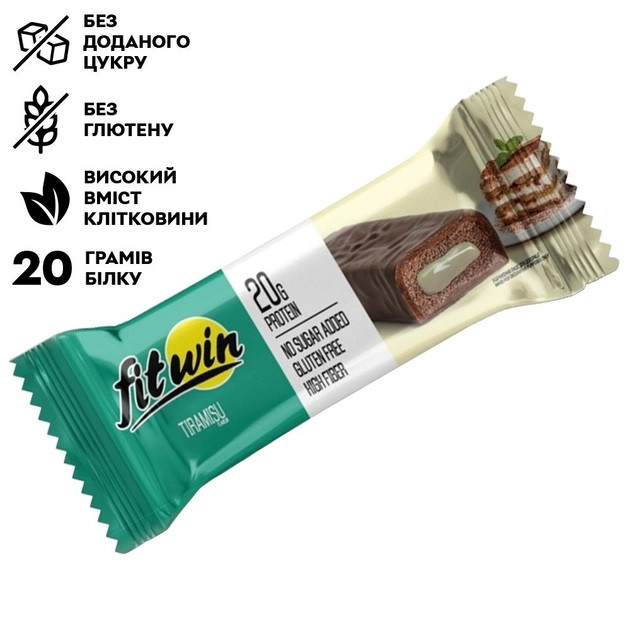 Протеиновый батончик FitWin Protein Bar 20%, 60 г. Тирамису – купить в ...