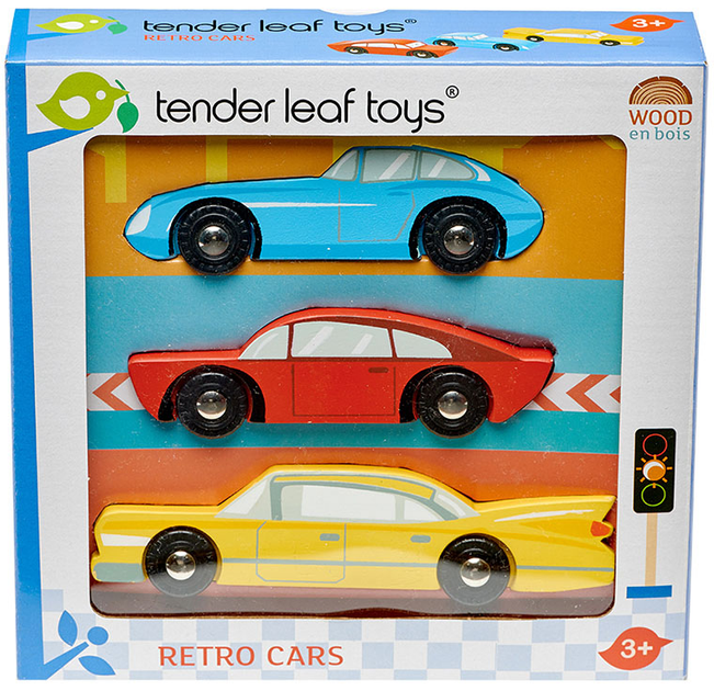 Zestaw samochodów Tender Leaf Toys Leaf Toys Wooden Retro Cars 3 szt (0191856083535) - obraz 1