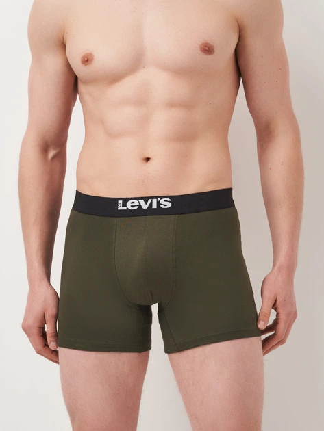Zestaw majtek męskich typu bokserki bawełnianych 2 szt Levi's Sld Basc Boxer Brief Org Co 701222842-012 M Khaki (8720245437875) - obraz 3