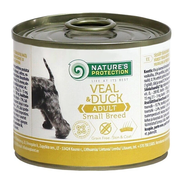 Консервированный корм Nature's Protection Adult Small Breed Veal & Duck с телятиной и уткой для собак мелких пород 200 г (KIK45095) - Фото 1 Консервированный корм Nature's Protection Adult Small Breed Veal & Duck с телятиной и уткой для собак мелких пород 200 г (KIK45095) - изображение 1