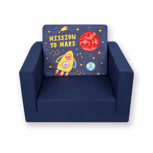 Детское мягкое раскладное кресло KidsbunkBed 42x46x40 см синий (принт ...