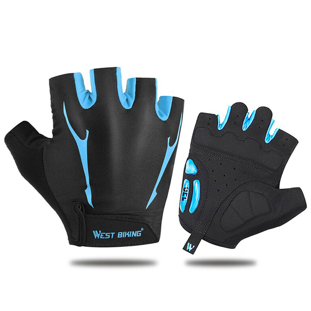 Перчатки велосипедные спортивные West Biking 0211190 без пальцев. M Blue M - изображение 1