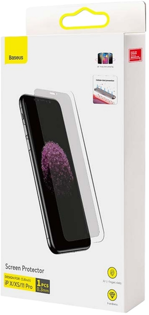 Загартоване скло Baseus для Apple iPhone X/XS/11 Pro Black (SGBL061502) - зображення 1