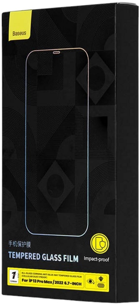 Szkło hartowane Baseus do Apple iPhone 13 Pro Max/14 Plus Black (SGKN010202) - obraz 1