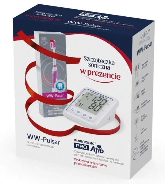 Подарунковий набір Тонометр Diagnosis PRO Afib + Електрична зубна щітка WW-Pulsar - зображення 1
