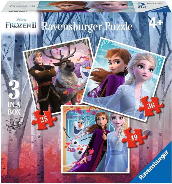 Puzzle Ravensburger Frozen 2 3 w 1 (4005556030330) - obraz 1