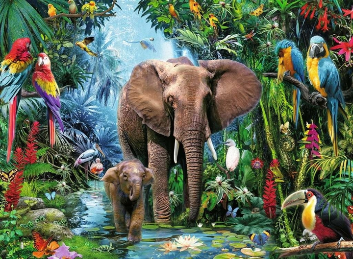 Puzzle Ravensburger Słonie w dżungli 150 elementów (4005556129010) - obraz 2