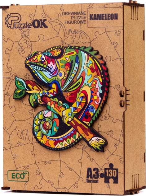 Puzzle drewniane PuzzleOK Kameleon 130 elementów (4821993007458) - obraz 1