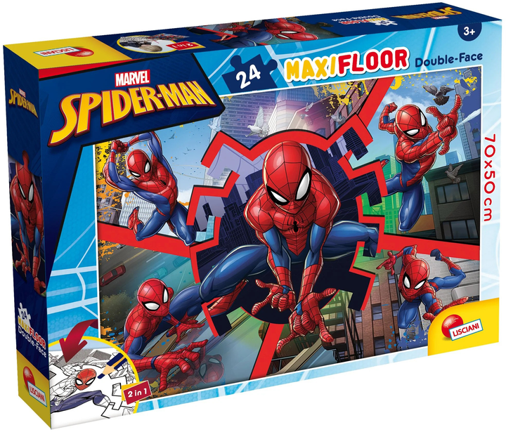 Puzzle dwustronne Lisciani Maxi Floor Marvel Spiderman 24 elementy (8008324099740) - obraz 1