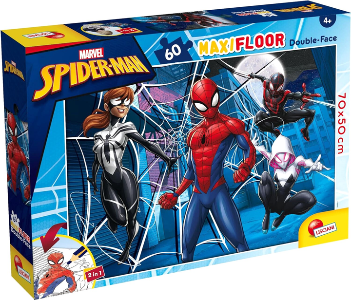 Пазл двосторонній Lisciani Maxi Floor Marvel Spiderman 60 елементів (8008324099757) - зображення 1