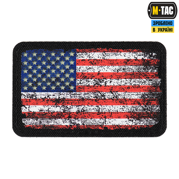 M-Tac нашивка прапор США вінтаж (80х50 мм) Black/GID - зображення 1