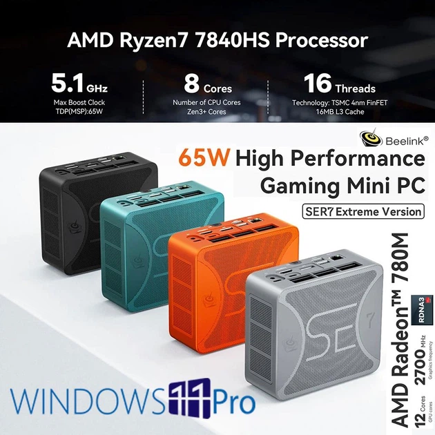 Beelink SER7 ミニPC Ryzen7 32GB 1TB Win11 Компьютер Beelink SER7 AMD Ryzen 7 7840HS (Zen4) Windows 11 Pro