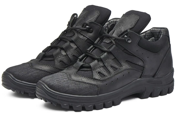 Тактические кроссовки демисезонные PAV 101 черные кожаные с мембраной 45 - изображение 1