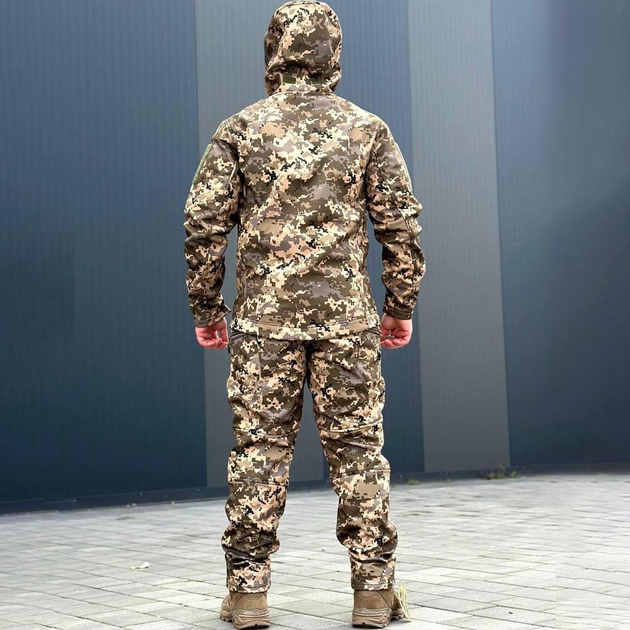 Чоловіча Водовідштовхувальна Форма "Cans" Софтшелл на флісі Куртка з капюшоном + Штани піксель розмір XL - зображення 2