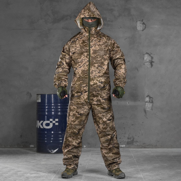 Костюм дощовик "Water barrier" з мембранної тканини / Вологозахищена куртка + штани піксель розмір XL - зображення 1