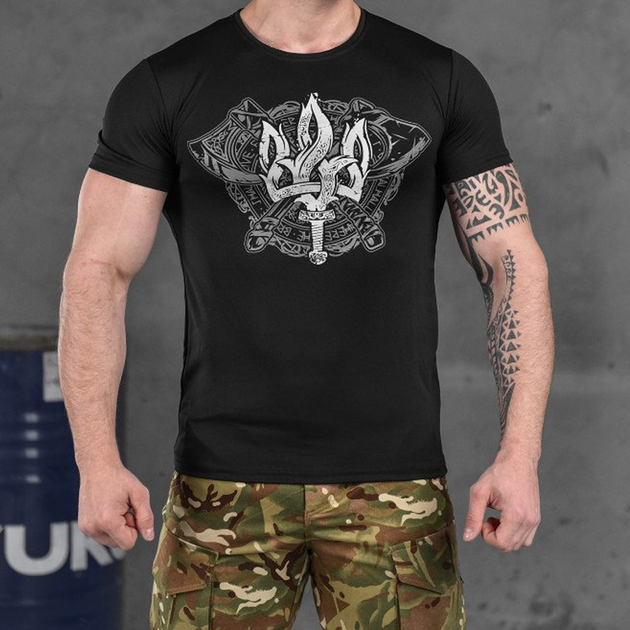 Потовідвідна чоловіча футболка Odin Coolmax із принтом "Coat of arms" чорна розмір L - зображення 1