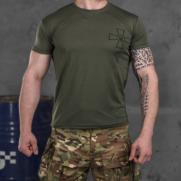 Потоотводящая мужская футболка Coolmax олива размер XL - изображение 1