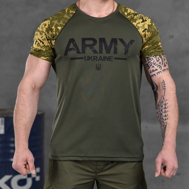 Потовідвідна чоловіча футболка Odin Coolmax з принтом "ARMY" піксель олива розмір L - зображення 1