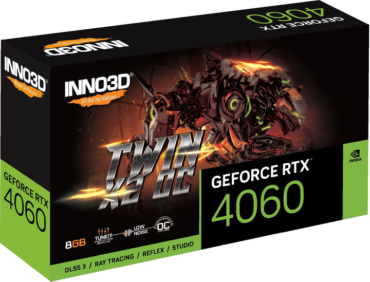 Відеокарта INNO3D PCI-Ex GeForce RTX 4060 Twin X2 OC 8GB GDDR6 (128bit) (2490/17000) (HDMI, 3 x DisplayPort) (N40602-08D6X-173051N) - зображення 2