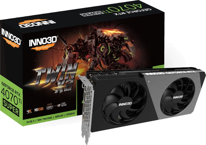Відеокарта INNO3D PCI-Ex GeForce RTX 4070 Ti Super Twin X2 16GB GDDR6X (256bit) (2610/21000) (HDMI, 3 x DisplayPort) (N407TS2-166X-186156N) - зображення 3