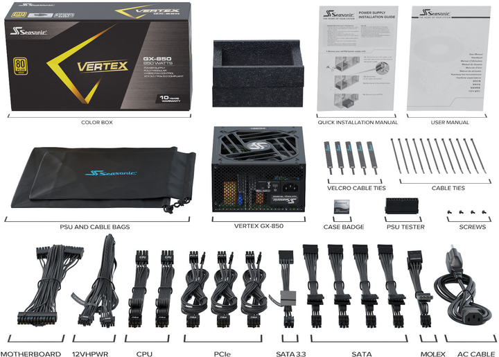 Блок живлення Seasonic Vertex GX-850 ATX 3.0 850 W (VERTEX GX-850-ATX3.0) - зображення 7