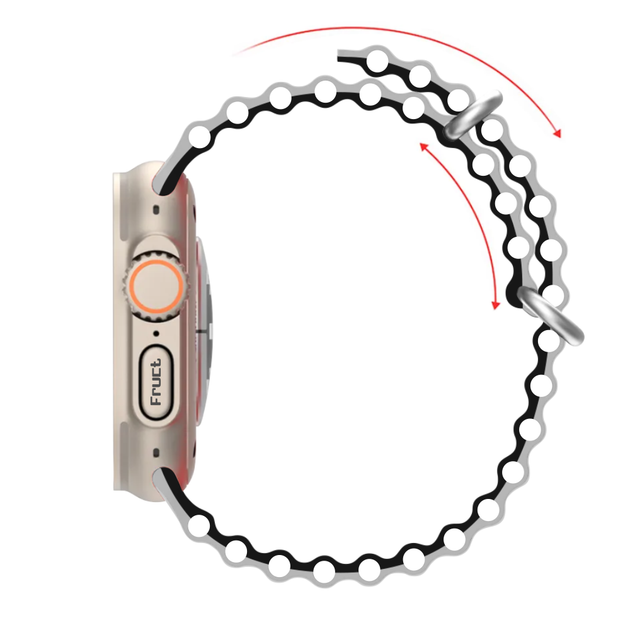 Силіконовий ремінець Fruct Ocean для Apple Watch 42/44/45/46/49 mm White Black - зображення 3
