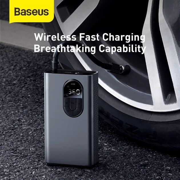 Автомобильный компрессор Baseus Energy Source Inflator Pump для накачки шин с цифровым экраном и фонарем - изображение 3