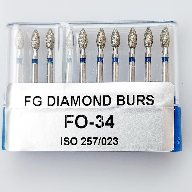 Бор алмазный FG стоматологический турбинный наконечник упаковка 10 шт UMG 2,3/5,0 мм ПОЧКА 314.257.524.023 - изображение 1