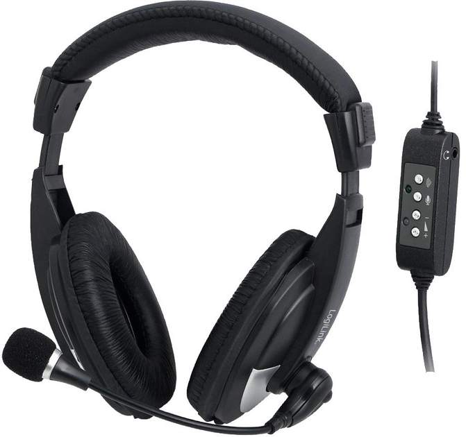 Słuchawki Logilink HS0019 Headset Stereo with Microphone USB Black - obraz 1