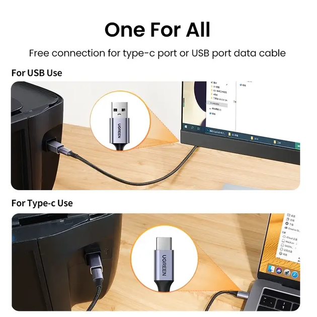 Переходник Ugreen USB C на USB B Printer для принтера, жесткого диска, док станции, факса Grey (US382) 20120 - Фото 7 Переходник Ugreen USB C на USB B Printer для принтера, жесткого диска, док станции, факса Grey (US382) 20120 - изображение 7