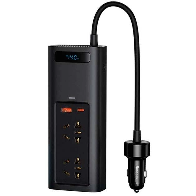 Автомобильный преобразователь инвертор Baseus 150W Inverter с 2 розетками на 220V+USB+Type-C (GFDH-7672) - изображение 3