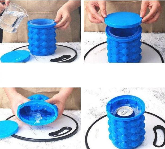 Силіконова форма для заморожування відро льоду з кришкою Ice Cube Maker Genie до 120 кубиків (K-756544331) - зображення 9
