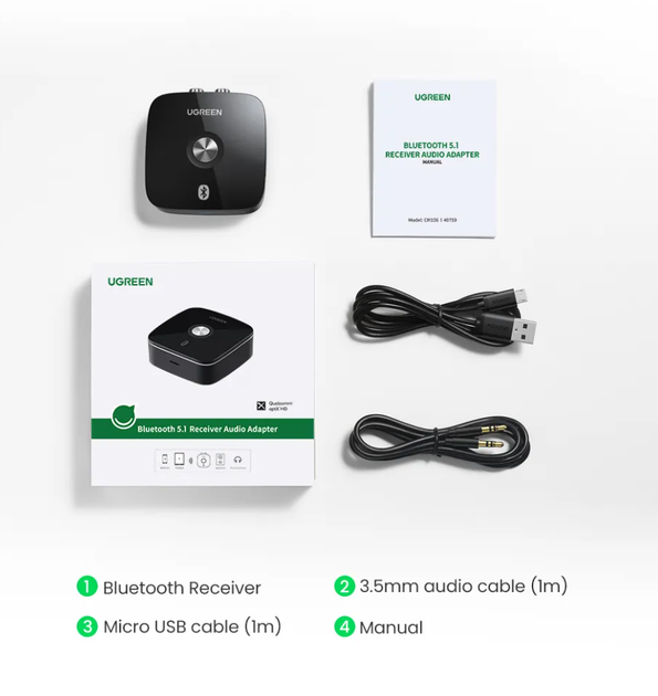Bluetooth-адаптер Ugreen CM106 Bluetooth 5.1 aptX AUX 2RCA (40759) - изображение 9