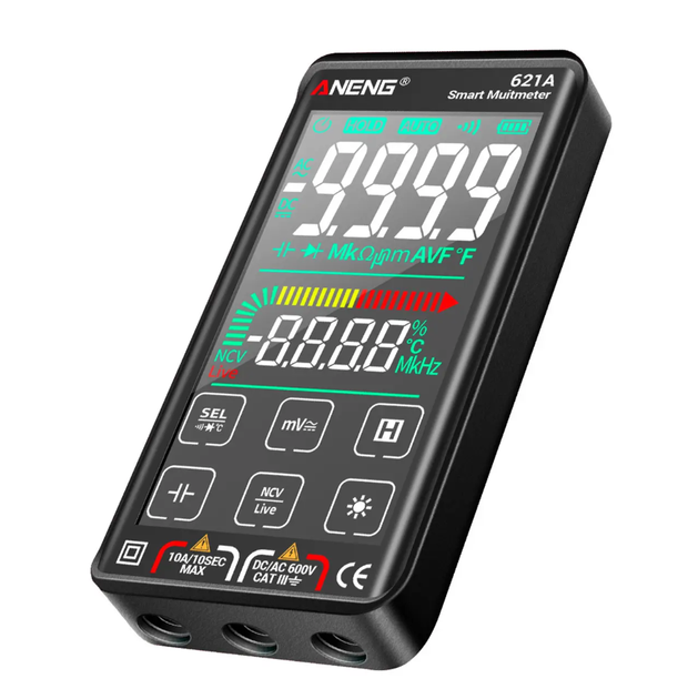 Мультиметр цифровой ANENG 621A Black AC/DC с сенсорным экраном и автоматическим диапазоном - изображение 2