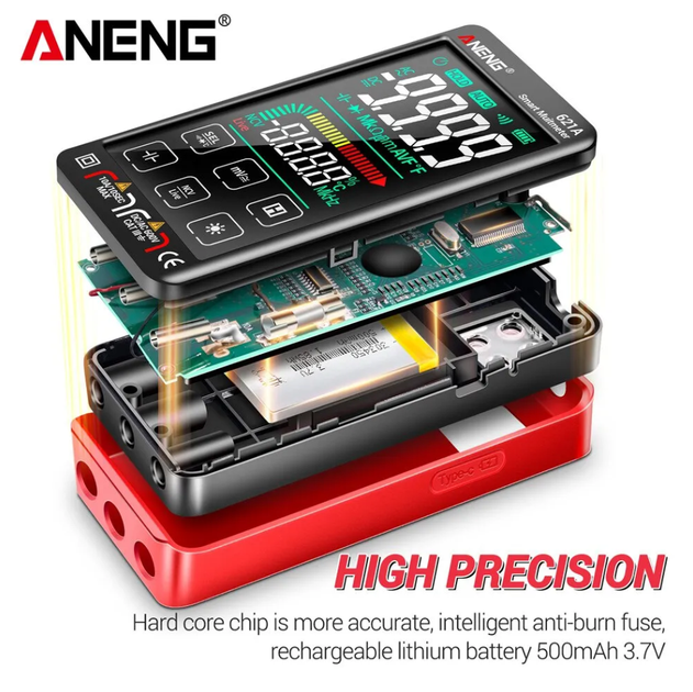 Мультиметр цифровой ANENG 621A Black AC/DC с сенсорным экраном и автоматическим диапазоном - изображение 9