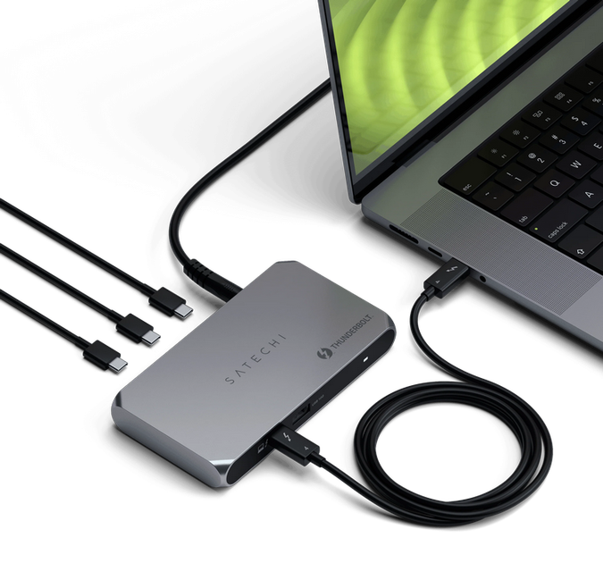 Хаб Satechi Thunderbolt 4 Slim Pro Space Gray (ST-HT4SHM-EU) - зображення 4